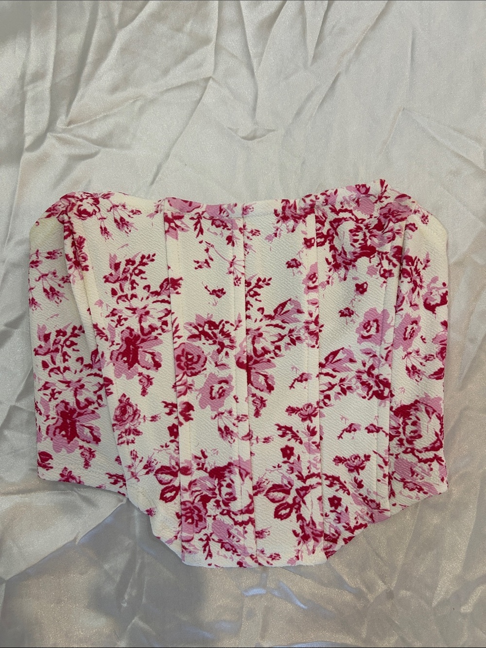 Floral Pink Strapless Bustier Corset Top – Women's Shorts Category